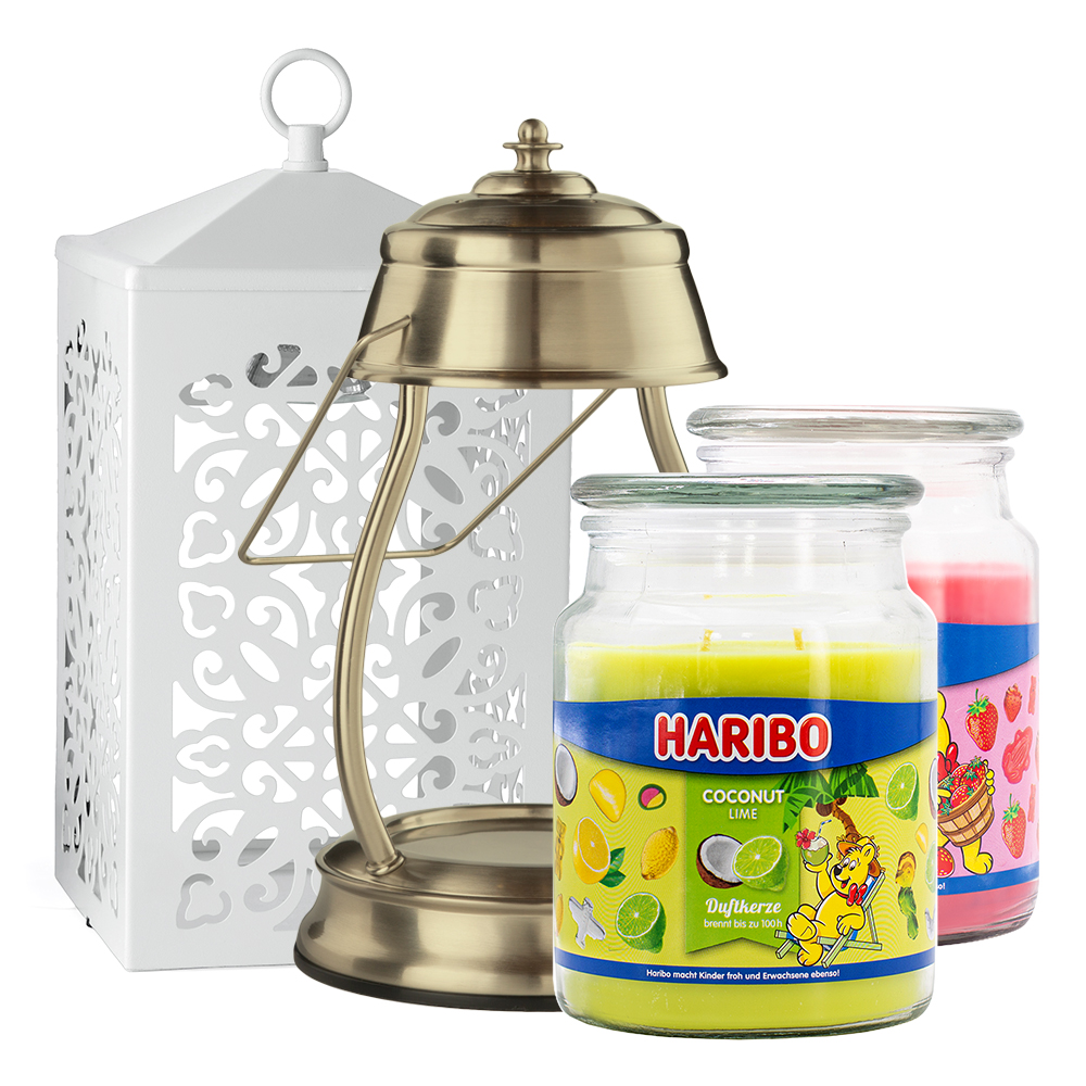 하리보 캔들 라지자 향초 캔들워머 세트 베리믹스 & 허리케인 브론즈