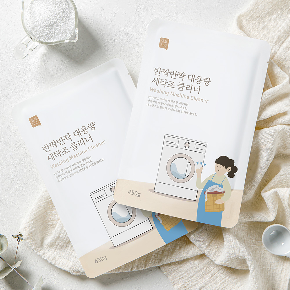 쉼표365 세탁조 클리너 450g x 5개입 일반 드럼 통돌이 세탁기 통세척 청소 세제 이미지 2