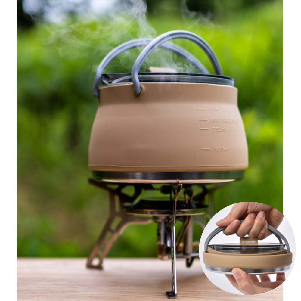 실리콘주전자 캠핑준비물 차박 여행용 휴대용 접이식 냄비