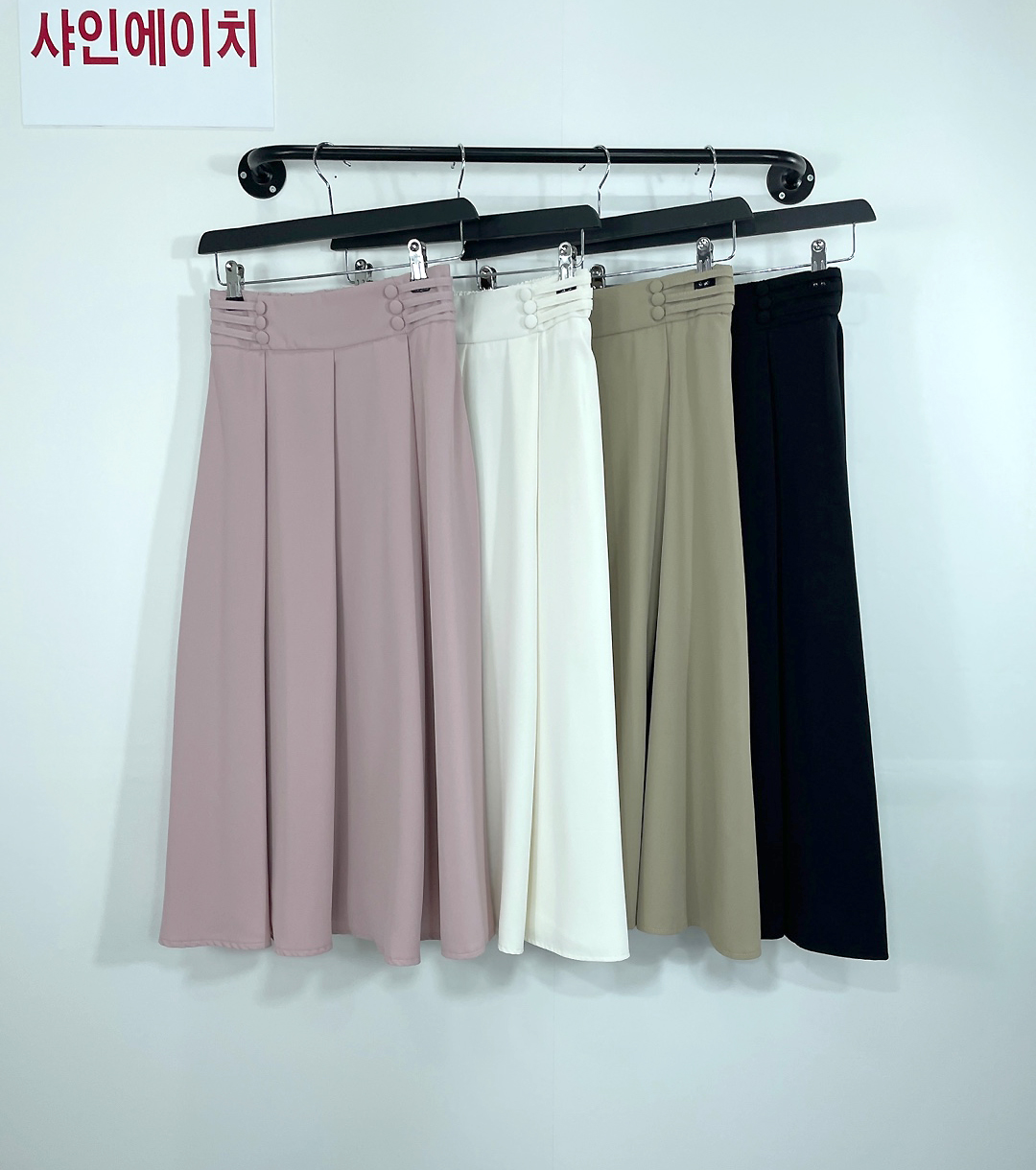 여자여자몰 패션진리 양버튼 심플 데일리 a라인스커트 봄 클래식스커트 베이직 이미지 8