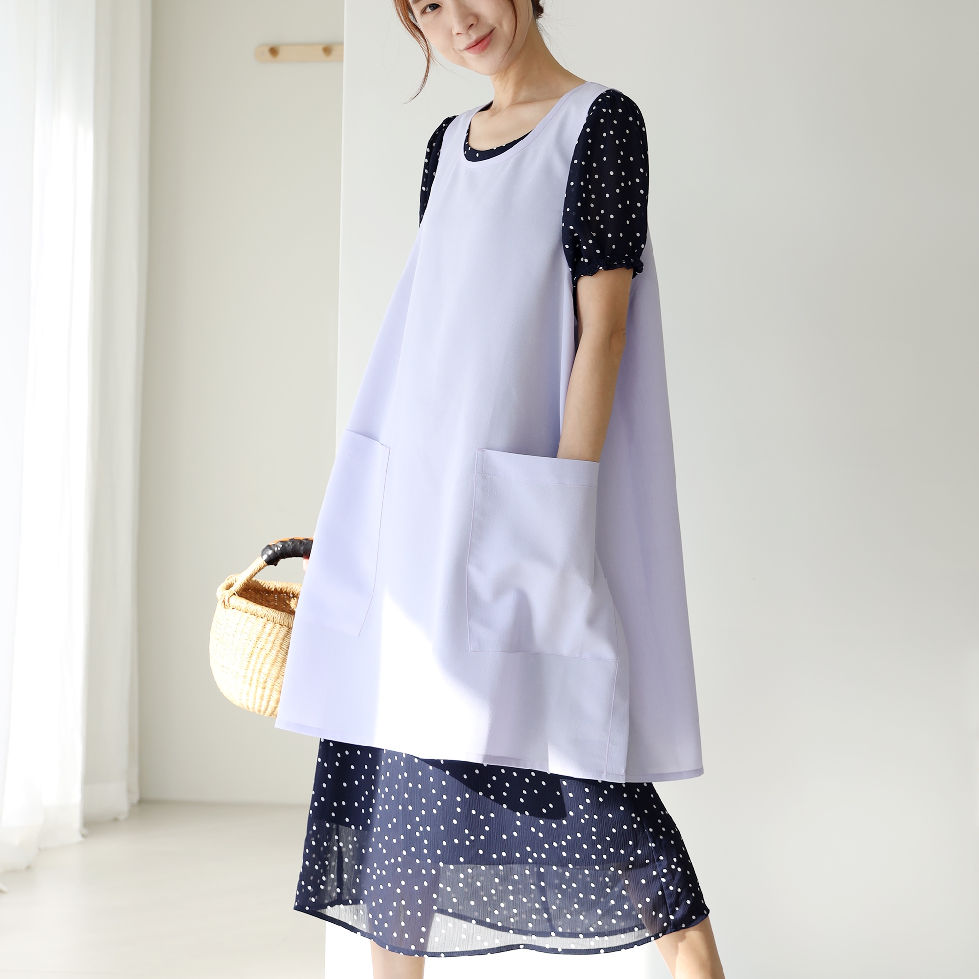 [미소쌤] 솜사탕 앞치마 어린이집 카페 미용 보육교사 빅사이즈 유치원