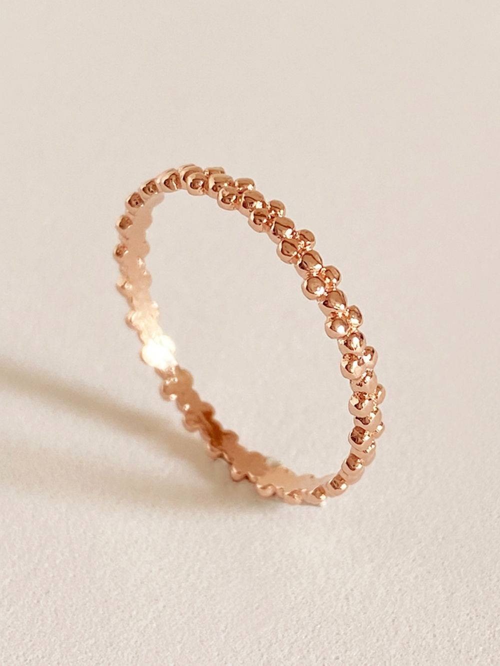 [무배/실버925] 로즈골드 도트 패턴 레이스 은반지