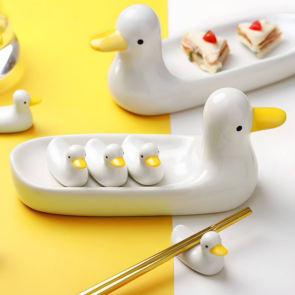 오리 수저받침대 도자기 젓가락 숟가락 스푼홀더 거치대 테이블데코 6p세트 - 상세 이미지 2