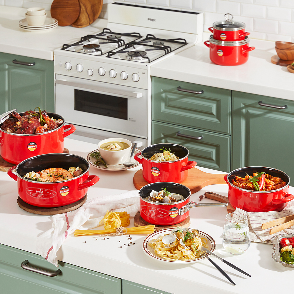 독일 콕스타 프리머스레드 법랑 인덕션 겸용 냄비 주물 솥밥 무연마제 양수냄비 16cm