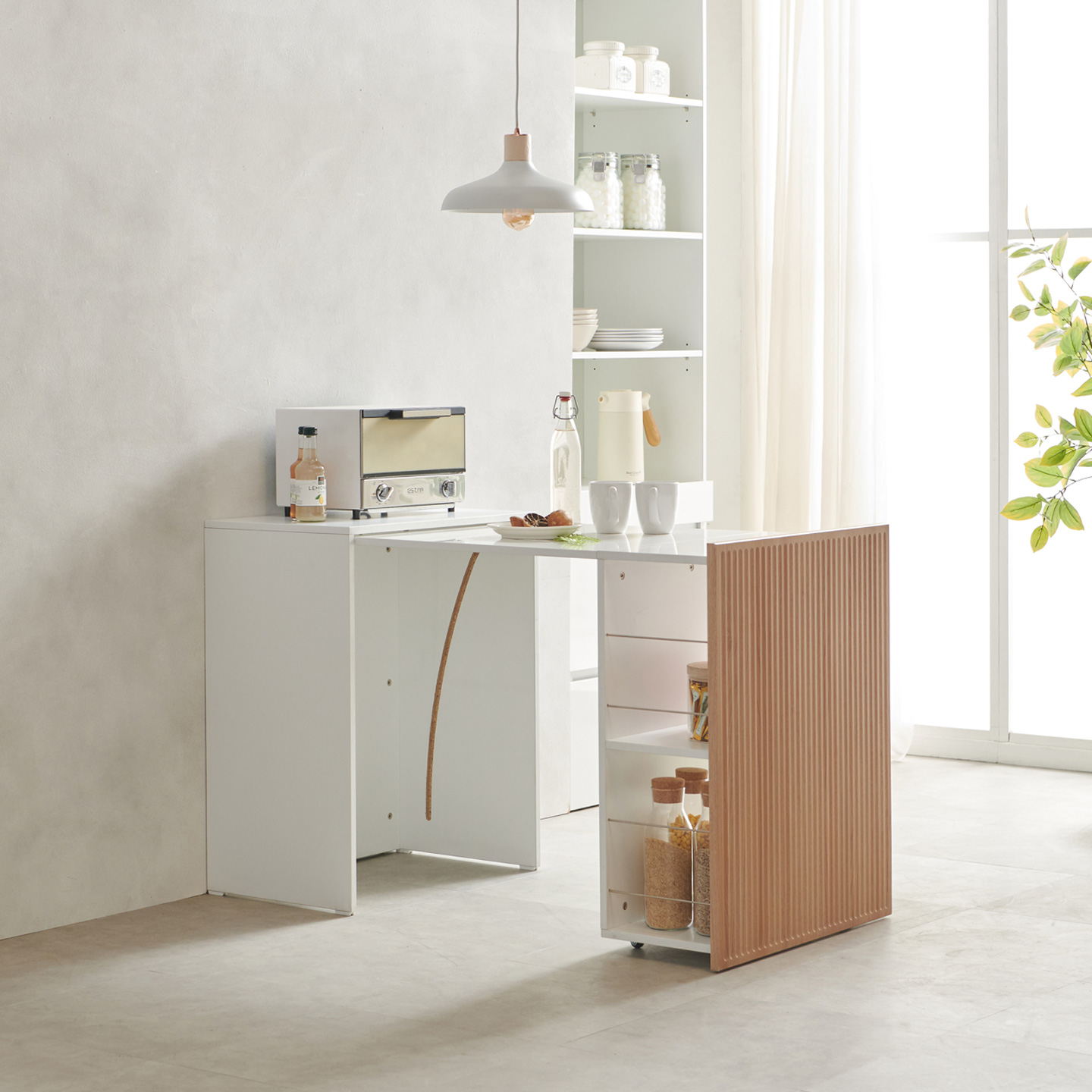 포니 슬라이딩 확장형 식탁 다용도 공간활용 폴딩 접이식 식탁 테이블