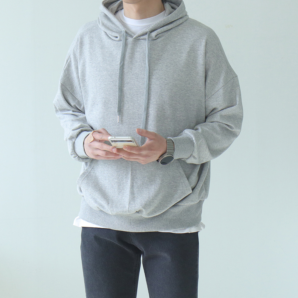 남자 오버핏 후드티 빅사이즈 커플 긴팔 티셔츠 - 상세 이미지 2