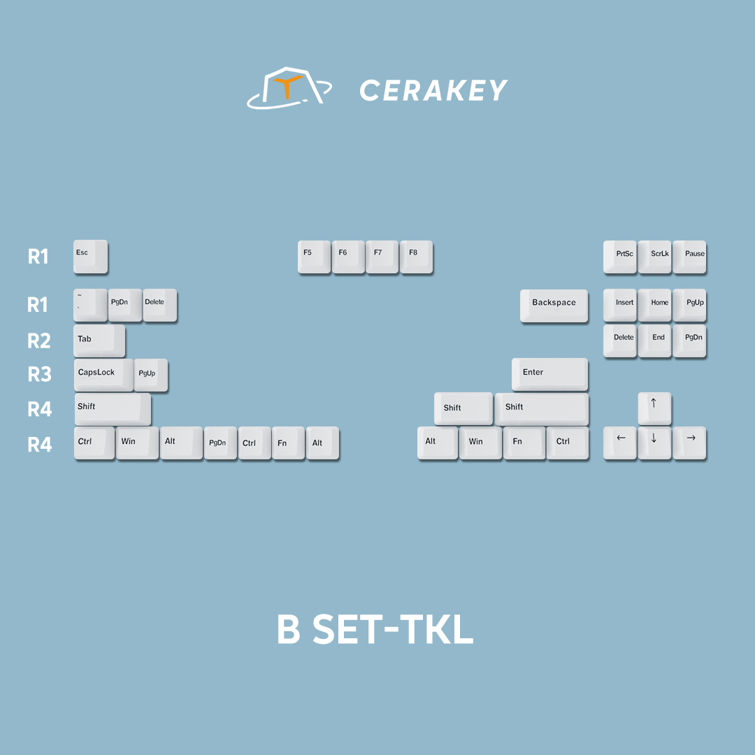 Cerakey 세라키 키캡 도자기 세라믹 키캡 B세트 Ceramic Keycaps 화이트 영어각인 - 상품 이미지