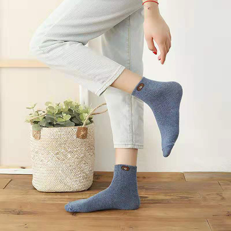 파스텔 중목 여성 양말 10종세트 곰돌이 패션 봄 가을 삭스 - 상세 이미지 3