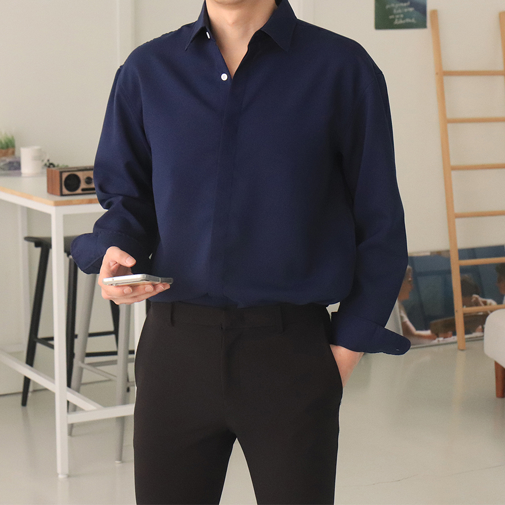 남자 셔츠 구김없는 린넨 와이 셔츠 이미지 8
