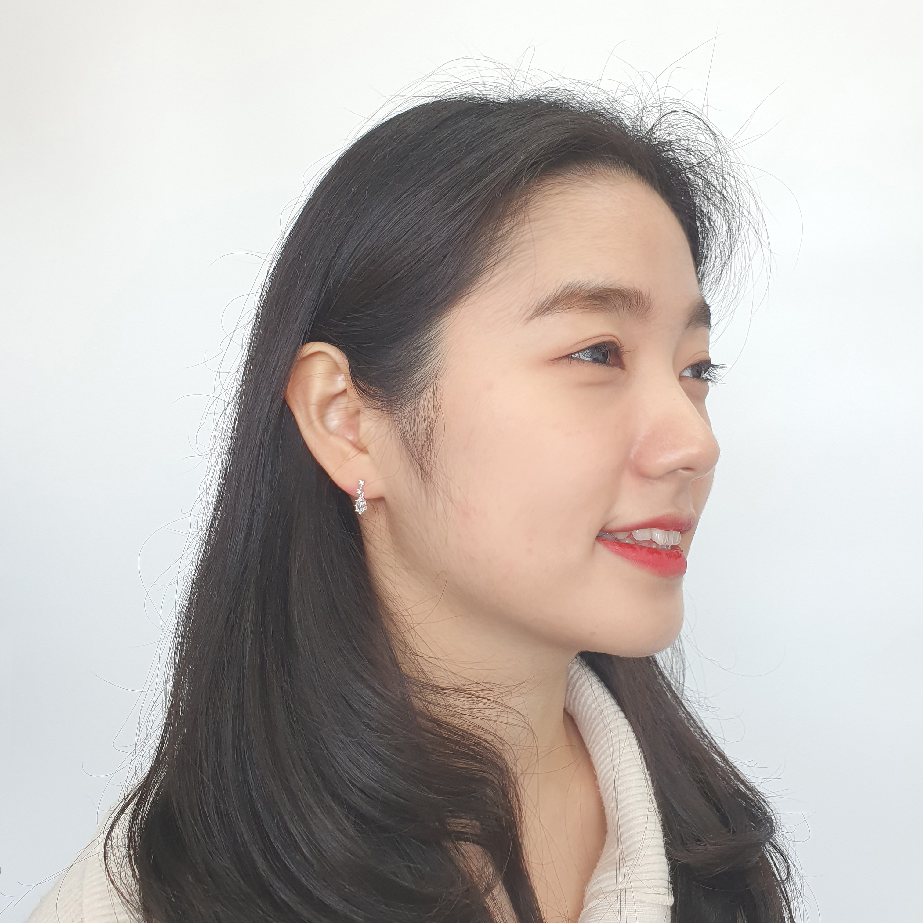 야랑쥬얼리 925실버 큐빅 드롭 Stud 귀걸이 - 상세 이미지 4