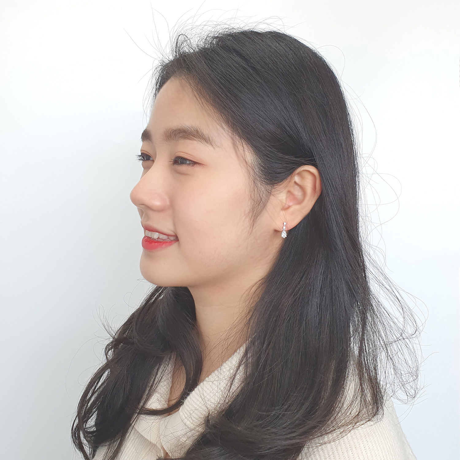 야랑쥬얼리 925실버 큐빅 드롭 Stud 귀걸이 이미지 8