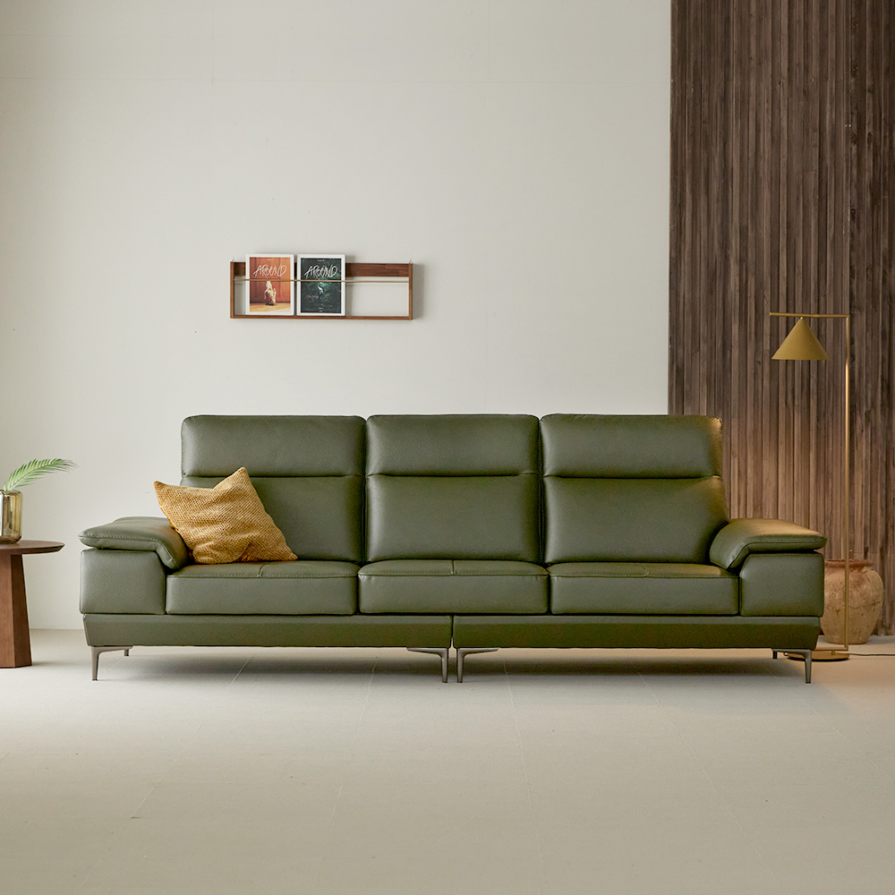 [웰퍼니쳐] 파에톤 천연 버팔로 통가죽 고급 라운지 카페 소파 4인