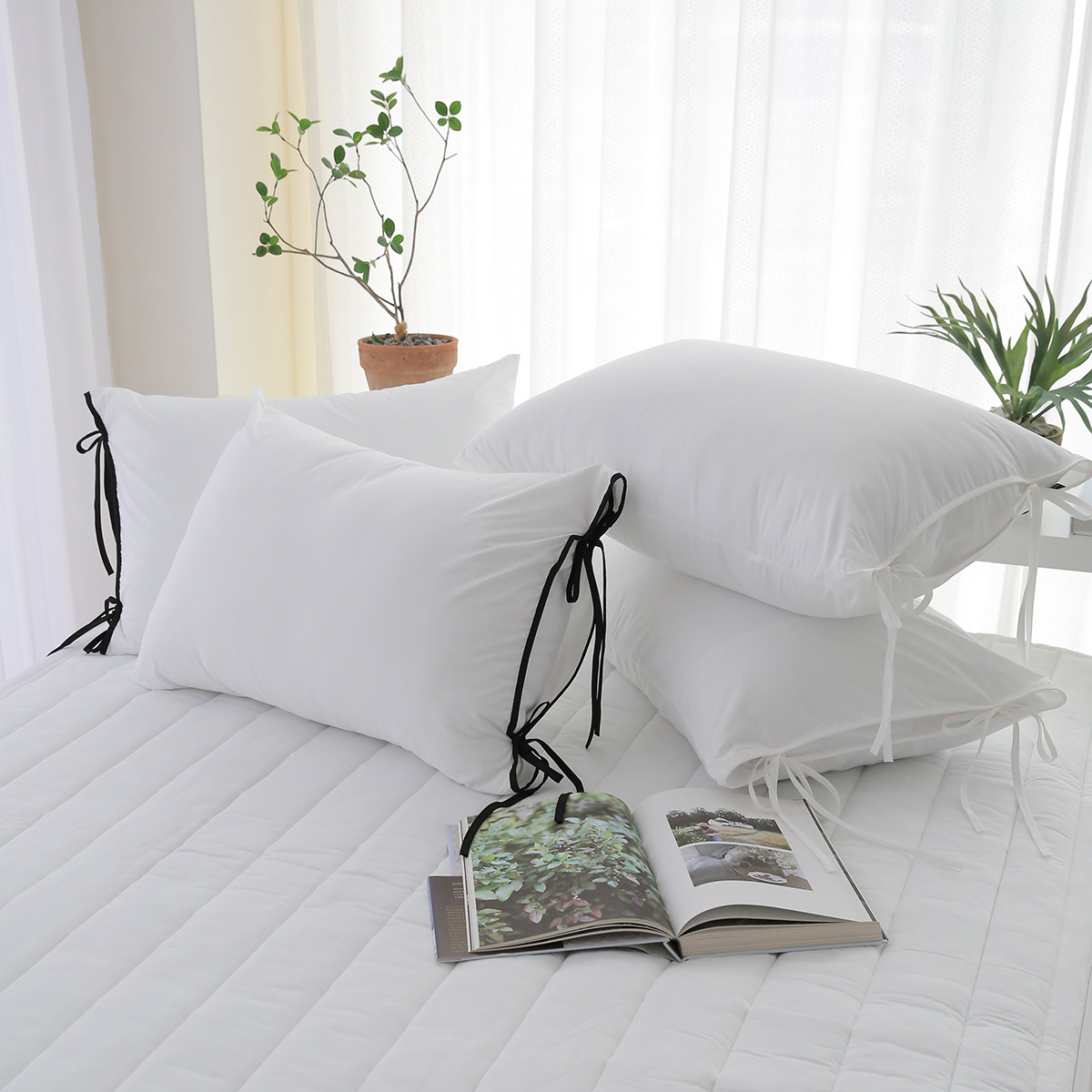 엠시베딩 코튼 알러지케어 호텔베개 리본베개 자루형 베개커버 5070