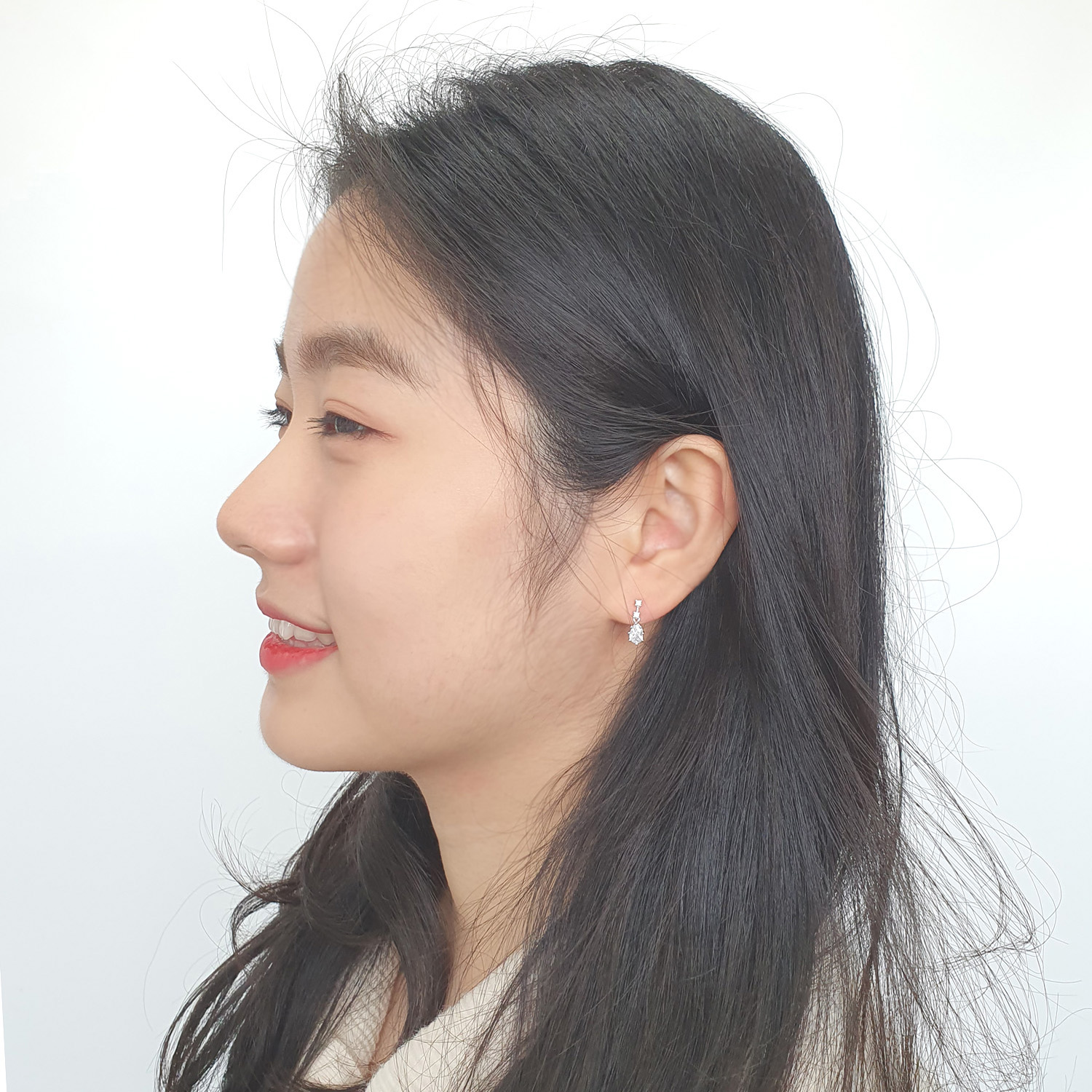 야랑쥬얼리 925실버 큐빅 드롭 Stud 귀걸이 이미지 6