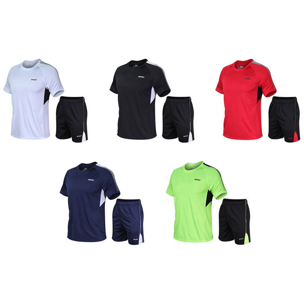 M-2XL 헬스복 남자 세트 남성 반팔 반바지 트레이닝복 트레이닝 짐웨어 상하의 상하 - 상품 이미지