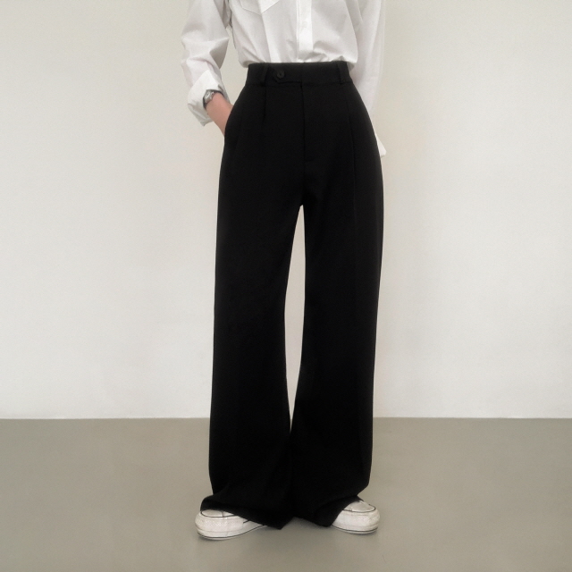 [S~2XL/숏,기본,롱] 리시 원버튼 포인트 유니크 빅와이드 트렌디 투핀턱 슬랙스 상세 이미지 24