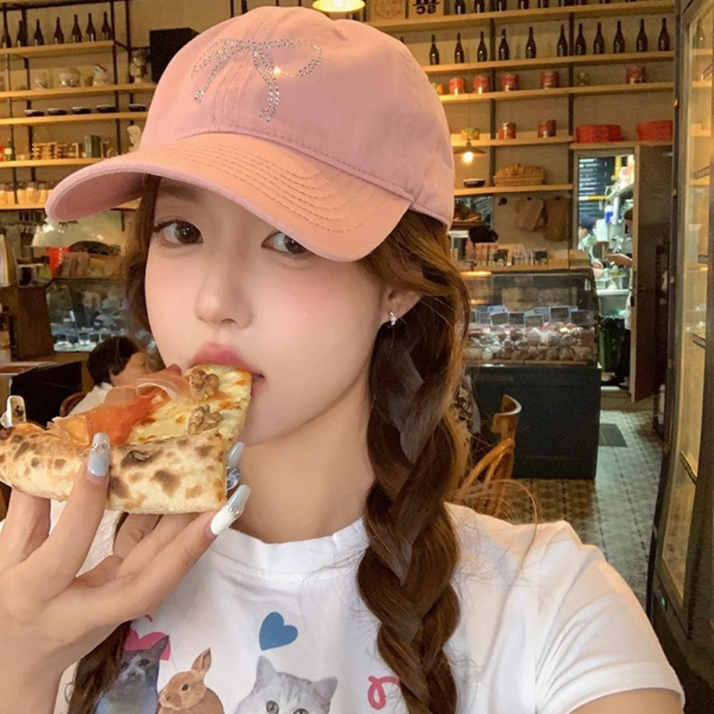 리몬 모자 여자 볼캡 연예인 소두 깊이 깊은 얼굴작아보이는 화이트 핑크 블랙 아이보리 이미지 6