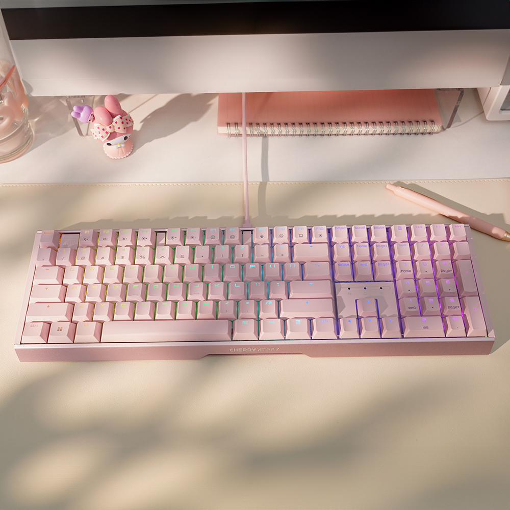 체리 MX 3.1 RGB 기계식 키보드 저소음 사무용 풀배열 핑크, MX2A 갈축 - 상품 이미지