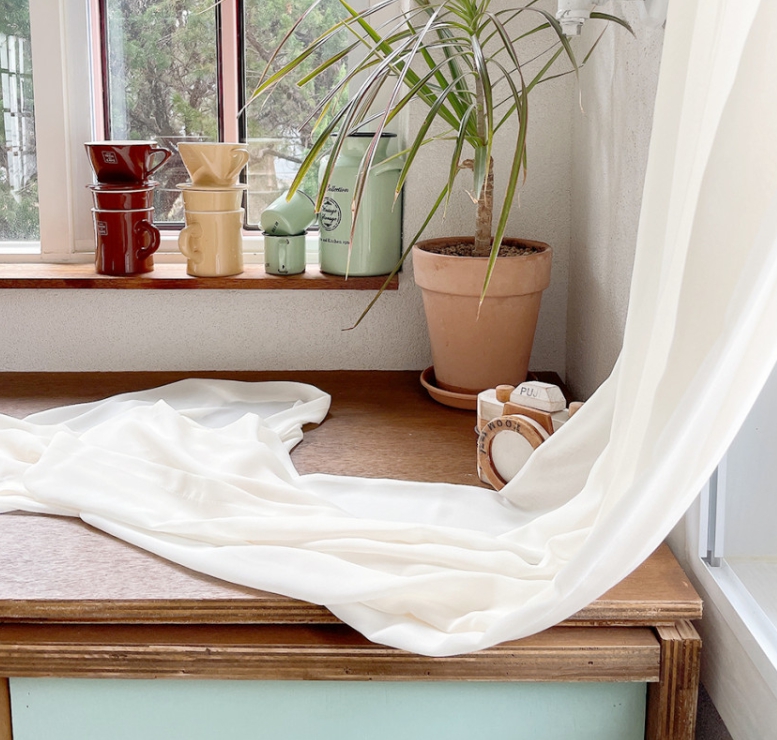 발레리나 쉬폰 속커튼 차르르 아이방 여아 남아 빈티지 레트로 아이보리