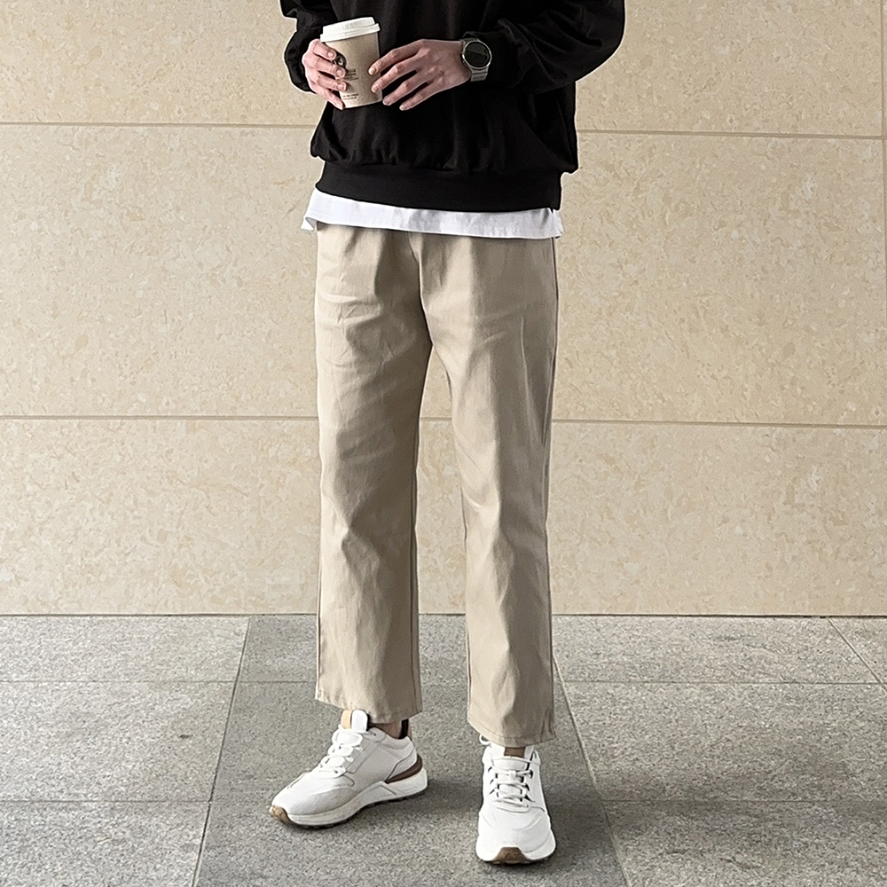 남자배기팬츠 빅사이즈 무지 밴딩 남자면바지