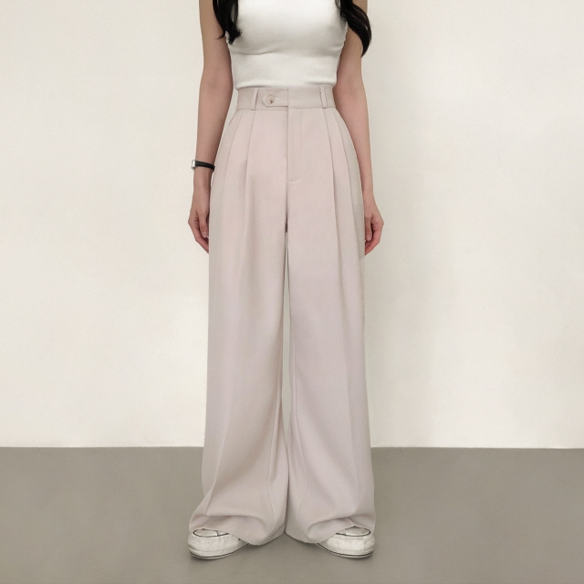 [S~2XL/숏,기본,롱] 리시 원버튼 포인트 유니크 빅와이드 트렌디 투핀턱 슬랙스 상세 이미지 54