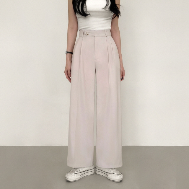 [S~2XL/숏,기본,롱] 리시 원버튼 포인트 유니크 빅와이드 트렌디 투핀턱 슬랙스 상세 이미지 52