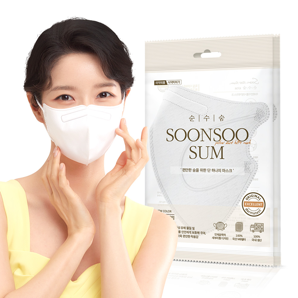 [순수숨]KF94 마스크 화이트 대형 100매 국내생산/새부리형/MB필터/일회용