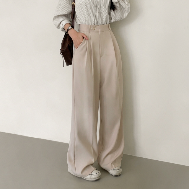 [S~2XL/숏,기본,롱] 리시 원버튼 포인트 유니크 빅와이드 트렌디 투핀턱 슬랙스 상세 이미지 41