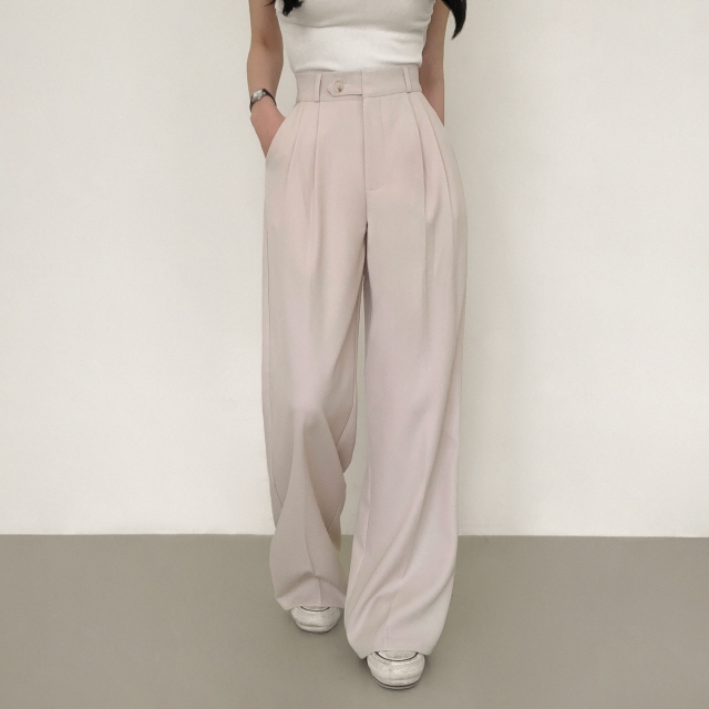 [S~2XL/숏,기본,롱] 리시 원버튼 포인트 유니크 빅와이드 트렌디 투핀턱 슬랙스 상세 이미지 36