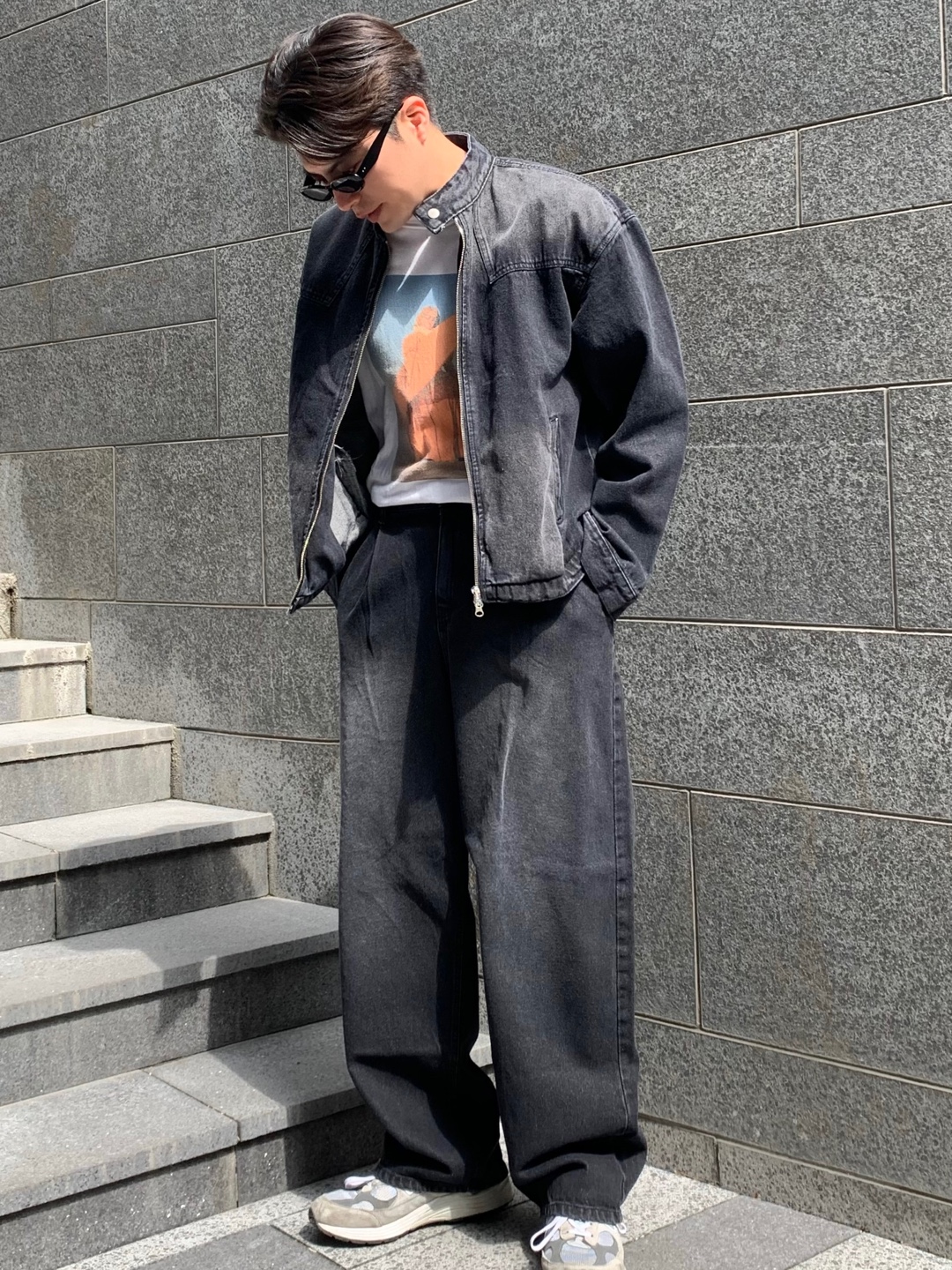 남자진청바지 세미와이드데님 셋업 흑청바지 - 상세 이미지 5