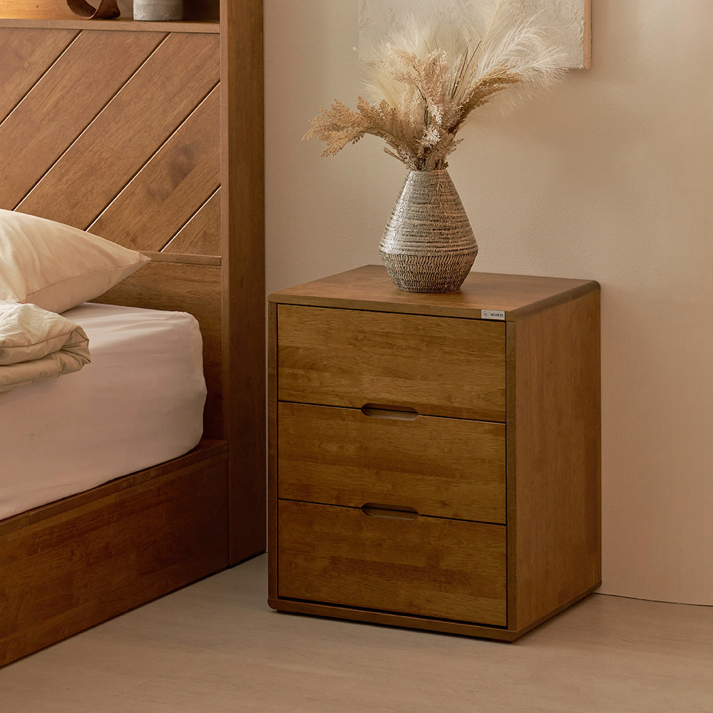 진저 3단 원목 협탁 침대 서랍형 협탁 침실 선반