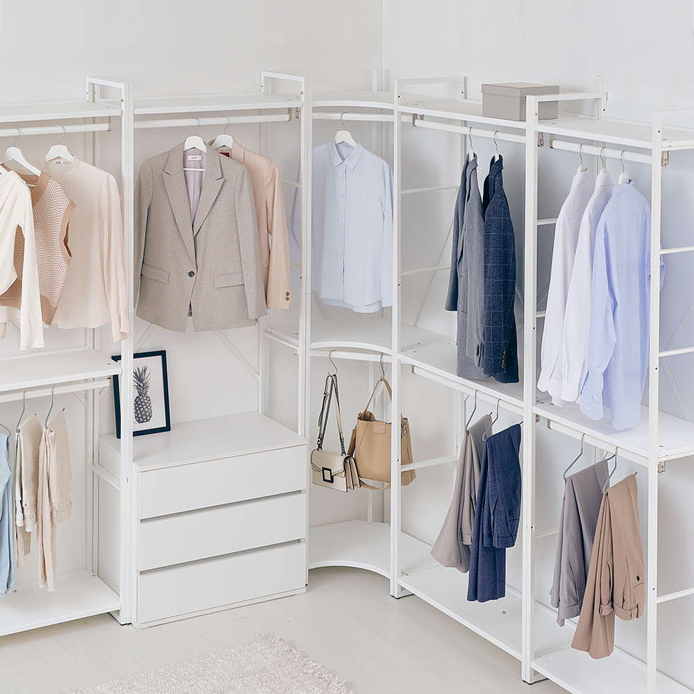 [모아미] 시스템행거 드레스룸 옷걸이 조립식 600선반2단