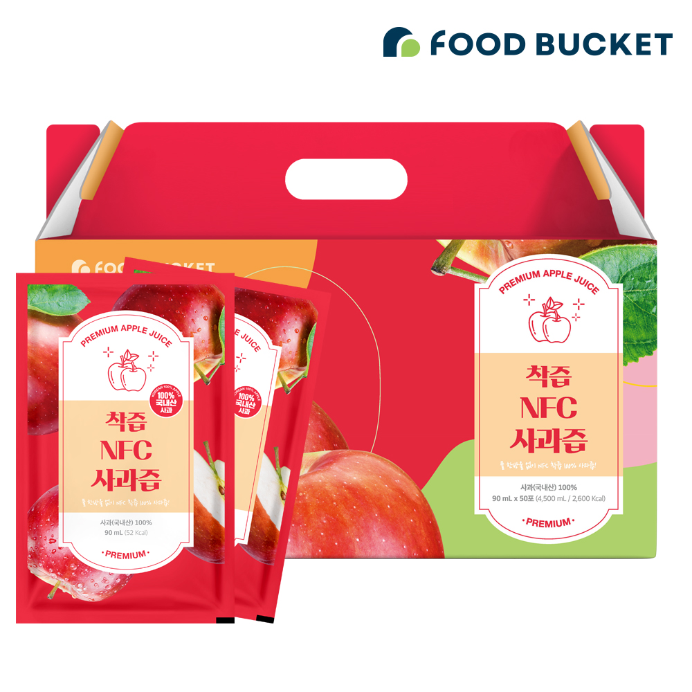 푸드버킷 물없이 갈아만든 NFC착즙 사과즙 50포, 1개