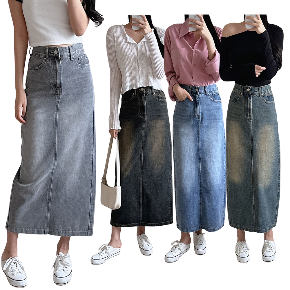 여성 스커트 여름 가을 롱 미니 청치마 면 밴딩 미디 플리츠 키작녀 빅사이즈 치마