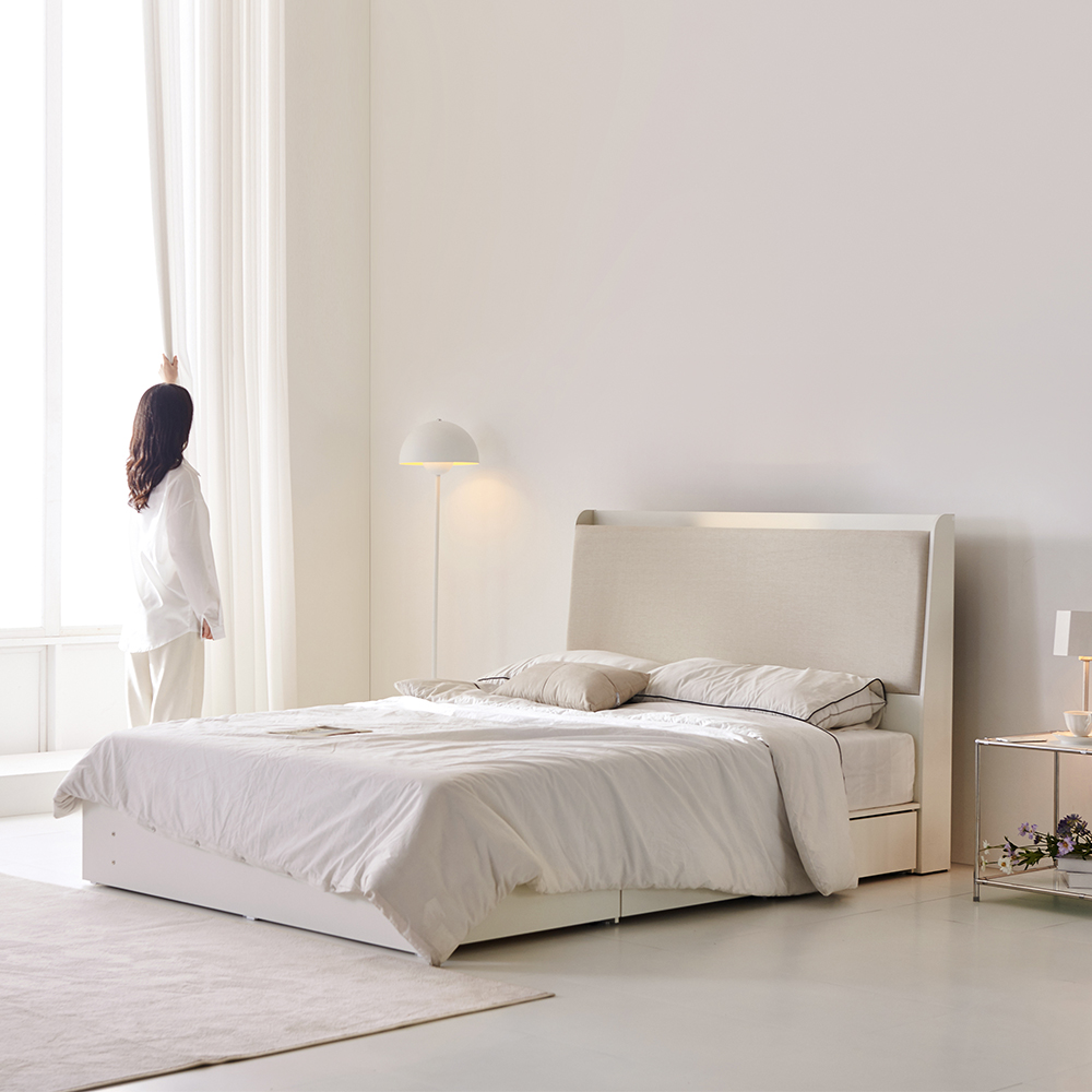 동서가구 블라이 LED 조명 패브릭 슈퍼싱글 침대 SS 9존독립매트리스 DF923178