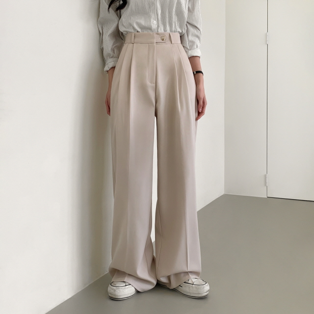 [S~2XL/숏,기본,롱] 리시 원버튼 포인트 유니크 빅와이드 트렌디 투핀턱 슬랙스 상세 이미지 45