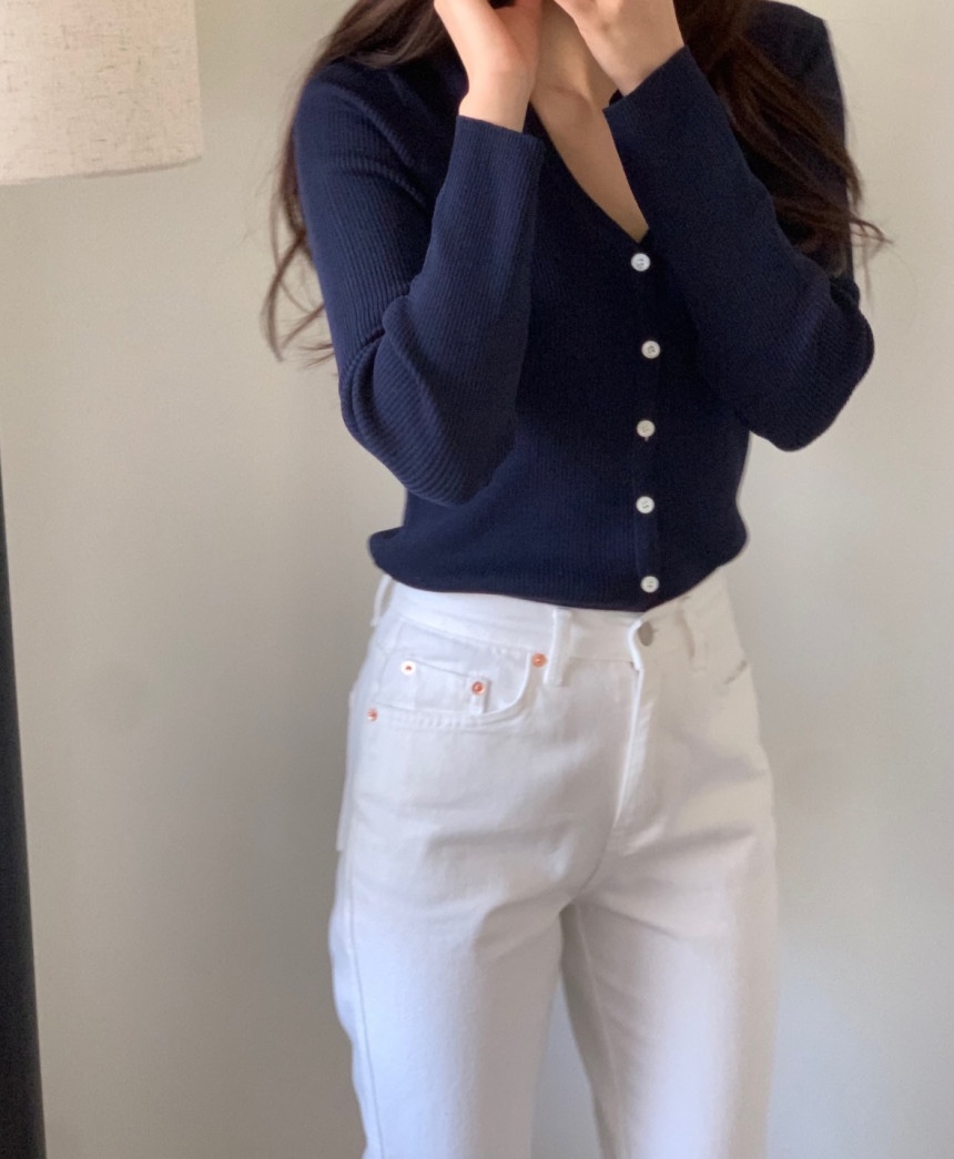 파운더스 오브리 가디건, 슬림핏 브이넥 한여름 착용 가능 5colot 상세 이미지 4