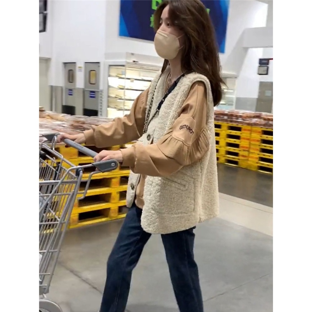 여자연예인 양털 조끼 베스트 데일리 레이어드 캐주얼 4컬러 - 상세 이미지 4
