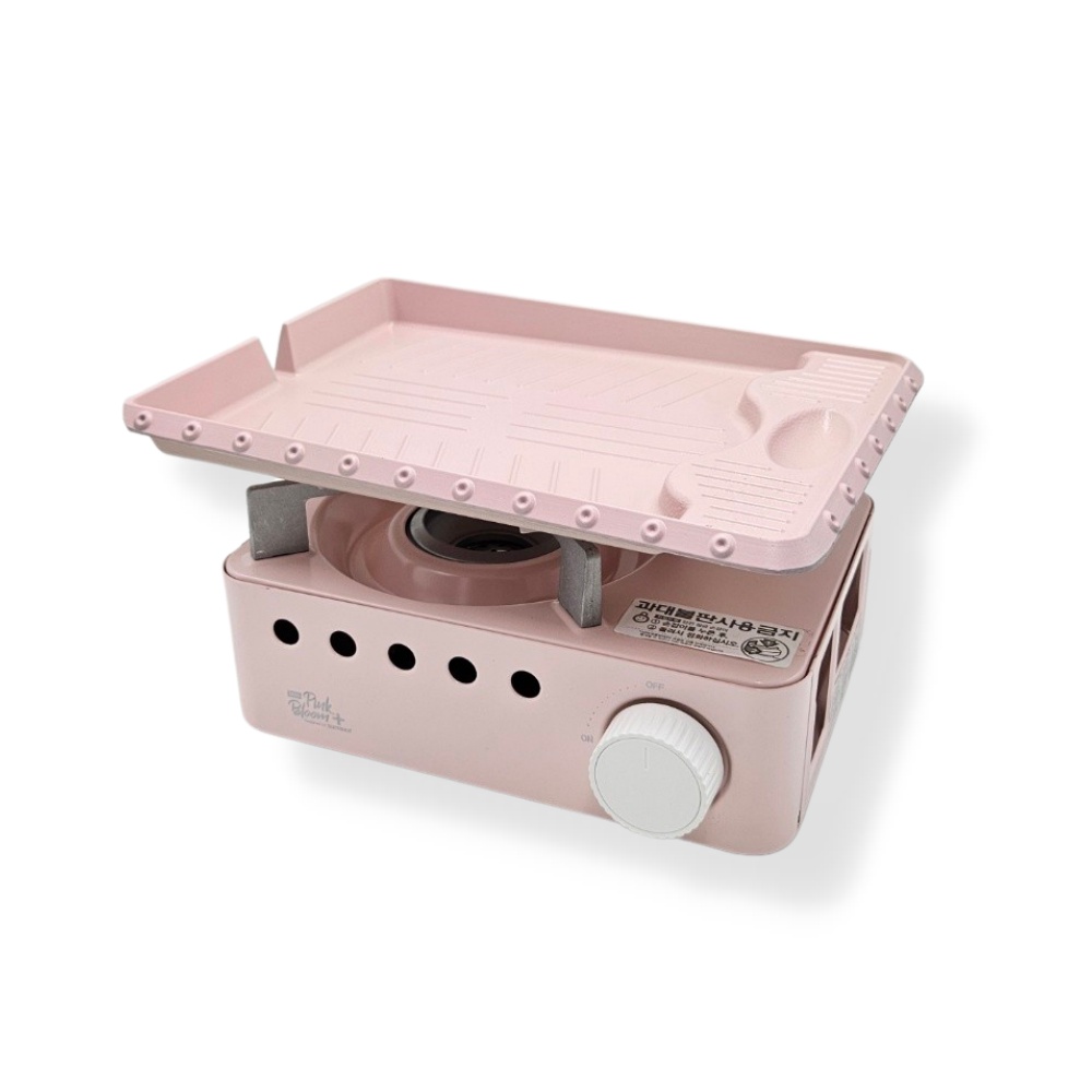 휴대용 가스버너 미니 캠핑버너 핑크 썬터치 브루스타 고기불판 2종세트