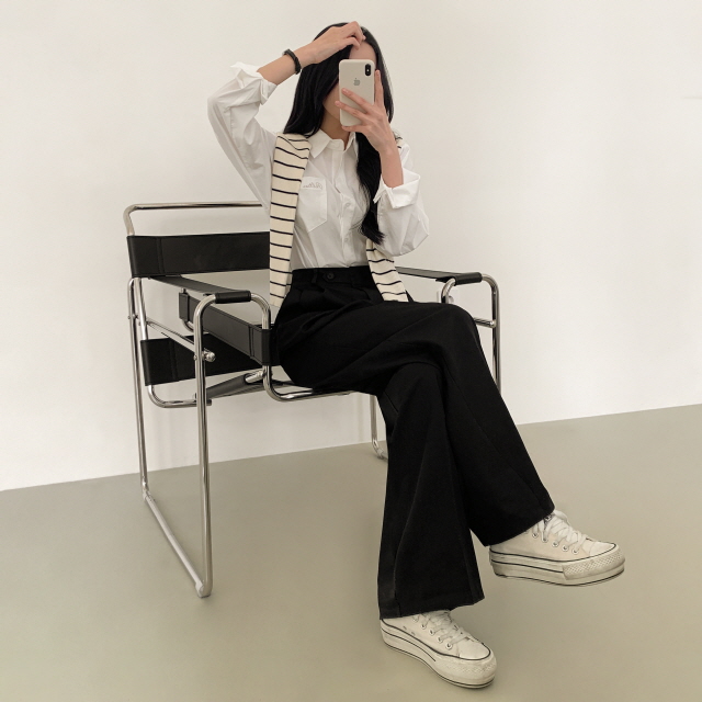 [S~2XL/숏,기본,롱] 리시 원버튼 포인트 유니크 빅와이드 트렌디 투핀턱 슬랙스 상세 이미지 29