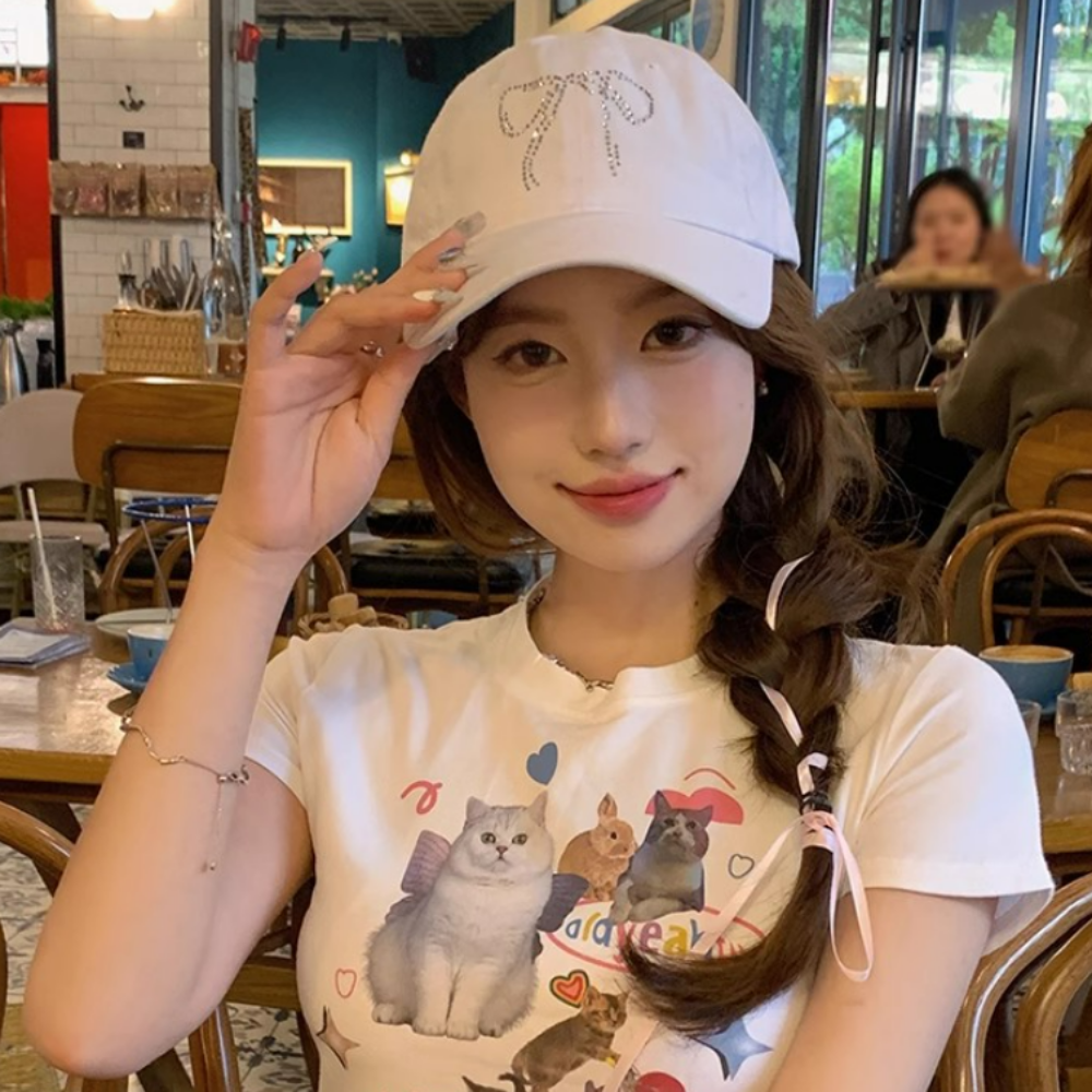 리몬 모자 여자 볼캡 연예인 소두 깊이 깊은 얼굴작아보이는 화이트 핑크 블랙 아이보리 - 상품 이미지
