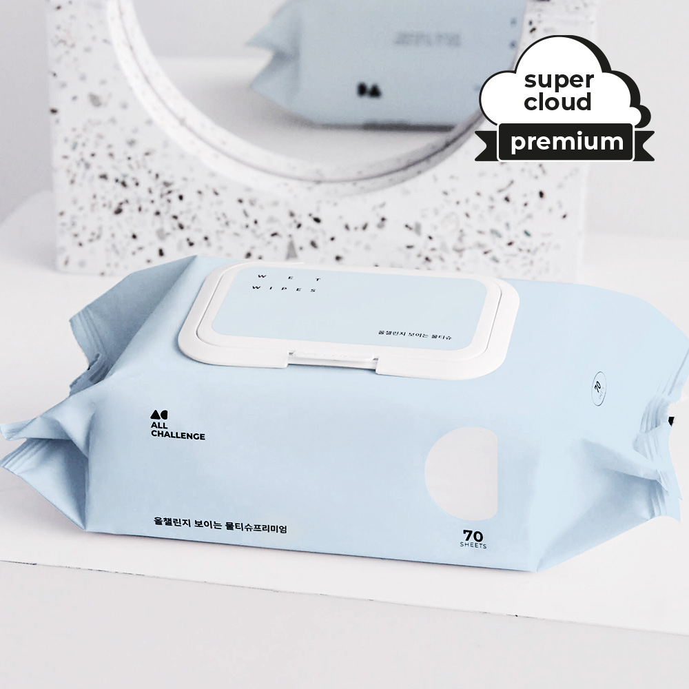 올챌린지 보이는 물티슈 프리미엄 70매 5팩+5팩 엠보싱 캡형