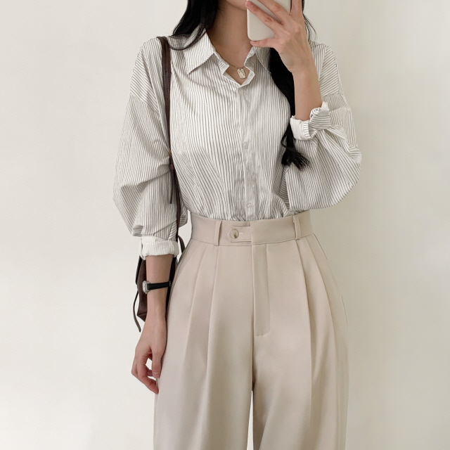 [S~2XL/숏,기본,롱] 리시 원버튼 포인트 유니크 빅와이드 트렌디 투핀턱 슬랙스 상세 이미지 43