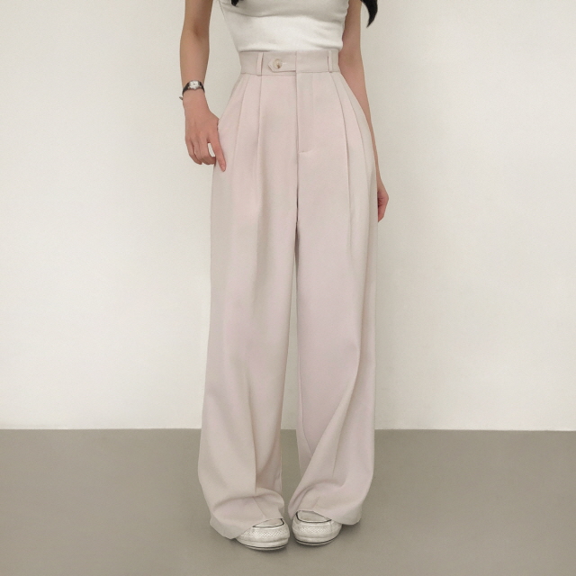 [S~2XL/숏,기본,롱] 리시 원버튼 포인트 유니크 빅와이드 트렌디 투핀턱 슬랙스 상세 이미지 35