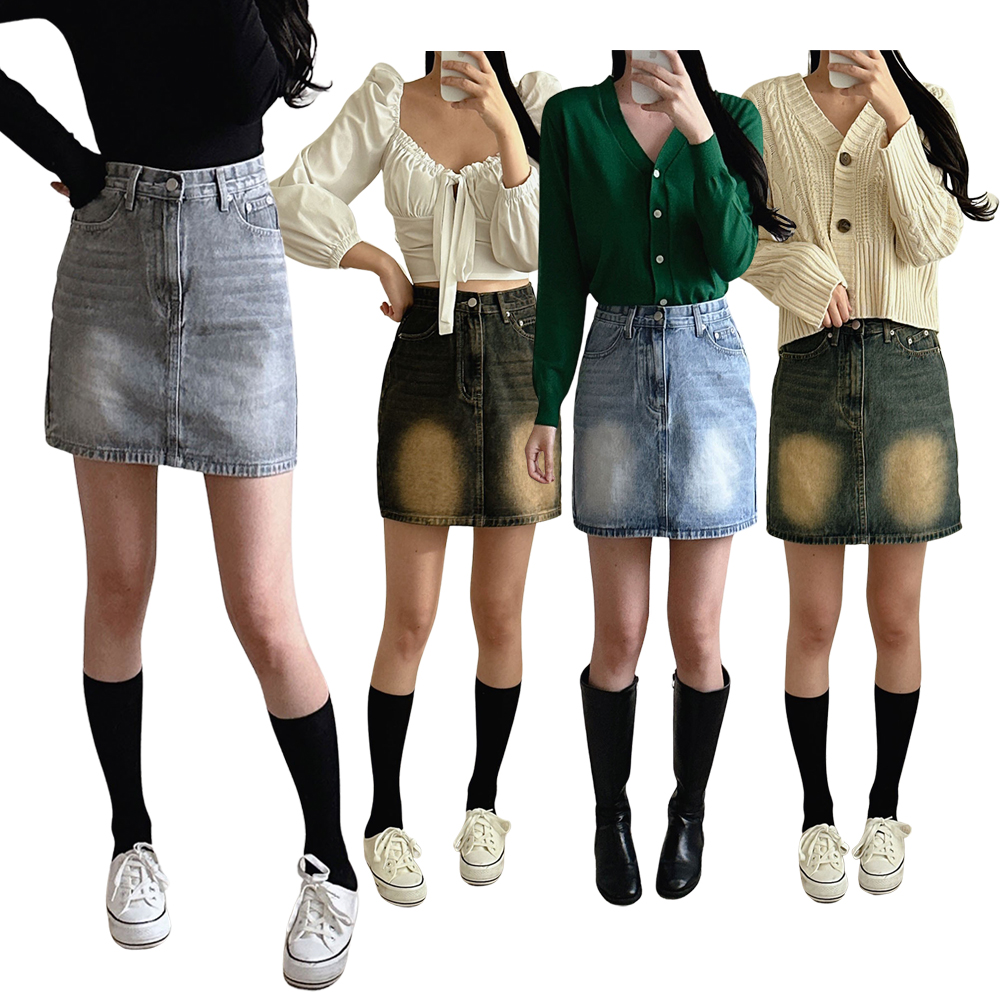 여성 스커트 여름 가을 롱 미니 청치마 면 밴딩 미디 플리츠 키작녀 빅사이즈 치마