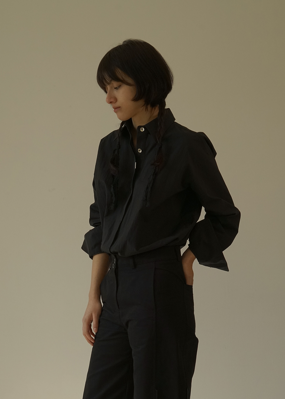 루드 코튼 나일론 셔츠 Black 국산 원단 Shirt 01 - 메인 이미지