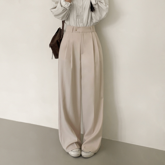 [S~2XL/숏,기본,롱] 리시 원버튼 포인트 유니크 빅와이드 트렌디 투핀턱 슬랙스 상세 이미지 40