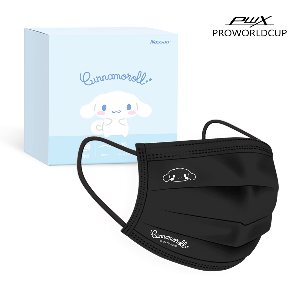 PWX 산리오포차코 중형 화이트 마스크 학생용 여성용 중형사이즈 100매입 덴탈
