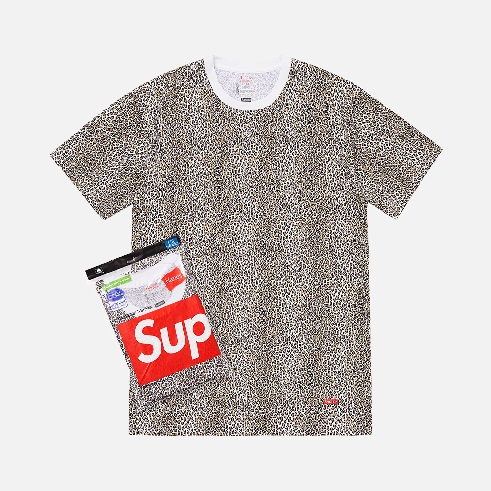 슈프림 HANES 레오파드 TEES 반팔티 2팩 SS19A9-LEOPARD - 상품 이미지