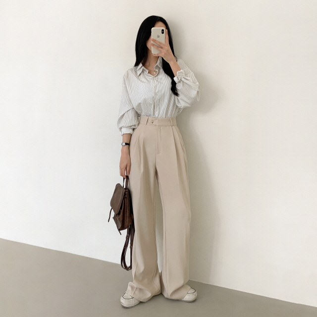 [S~2XL/숏,기본,롱] 리시 원버튼 포인트 유니크 빅와이드 트렌디 투핀턱 슬랙스 상세 이미지 39